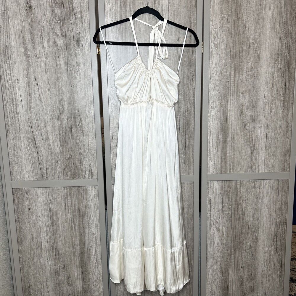 J. Crew Collection Halter Cutout Dress in Featherweight Satin Ivory Size 2 NEW